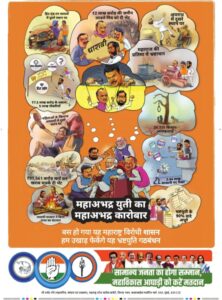 देवेंद्र फडणवीस नरेंद्र मोदी के पैरों पर! महाविकास अघाड़ी के कार्टून पर छिड़ा विवाद